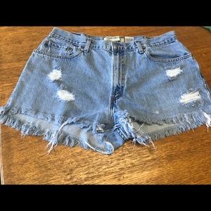 Levi distressed vintage high rise shorts